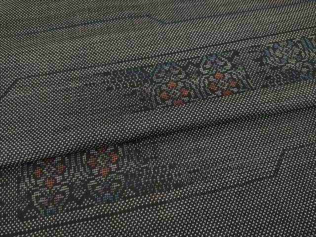 平和屋着物●本場大島紬 カタス7マルキ 横段花文 正絹 逸品 AAAX8337ck