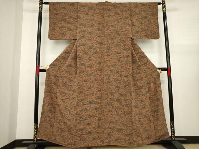 平和屋着物●人間国宝・南部芳松の息子 伝統工芸伝承者彫刻・南部幸雄 型染 小紋 鳳凰花文 正絹 逸品 AAAX8341ck