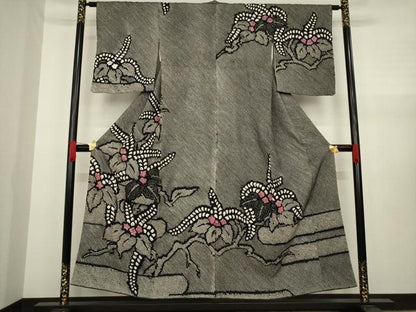平和屋着物●訪問着　総絞り　エ霞桐文　正絹　逸品　AAAX8342ck