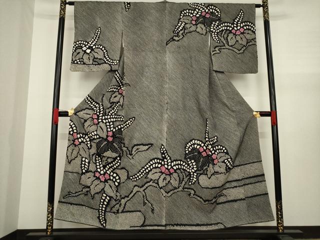 平和屋着物●訪問着　総絞り　エ霞桐文　正絹　逸品　AAAX8342ck