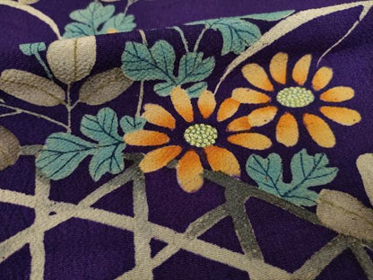 平和屋本店●アンティーク 大正ロマン 振袖 中国三大刺繍 相良刺繍 花篭文 正絹 逸品 AABF7056ck