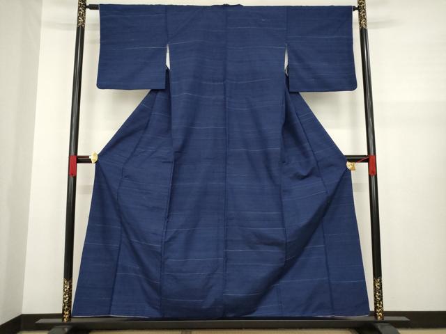 平和屋着物●上質な紬 横縞 正絹 逸品 AAAX8352ck
