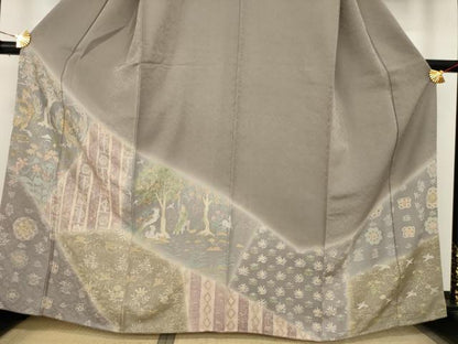平和屋着物●訪問着 鳳凰人物花鳥文 ろうけつ染め 金彩 正絹 逸品 AAAX8353ck