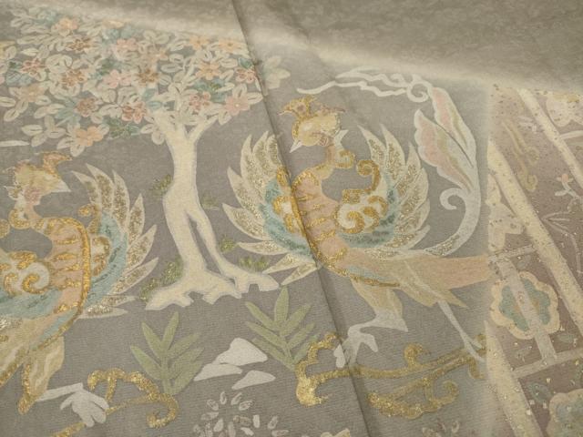 平和屋着物●訪問着 鳳凰人物花鳥文 ろうけつ染め 金彩 正絹 逸品 AAAX8353ck