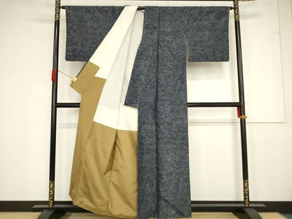 平和屋着物■上質な紬　草花文　正絹　逸品　AAAX8584ma
