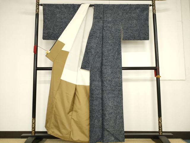 平和屋着物■上質な紬　草花文　正絹　逸品　AAAX8584ma