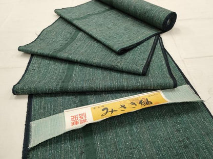 平和屋着物●西陣　みさき紬　反物　着尺　縞　逸品　未使用　AAAX8841iu