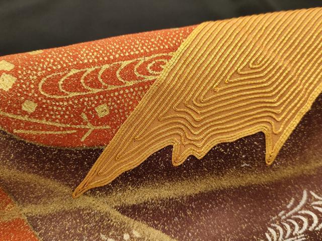 平和屋着物■豪華黒留袖　駒刺繍　流水箔散らし文　金銀彩　正絹　逸品　AAAX8975iu