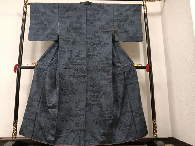 平和屋着物■上質な紬　草木文　正絹　逸品　AAAX9041ph