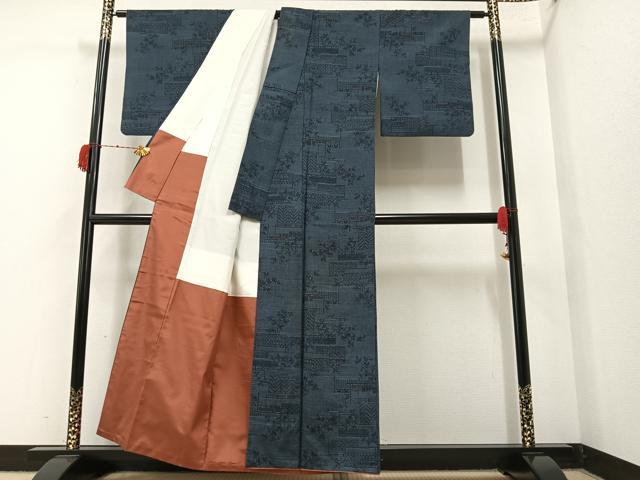 平和屋着物■上質な紬　草木文　正絹　逸品　AAAX9041ph
