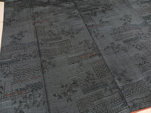 平和屋着物■上質な紬　草木文　正絹　逸品　AAAX9041ph