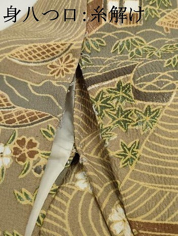 平和屋着物■小紋　風景花文　胴抜き仕立て　洗える着物　AAAX9161cs