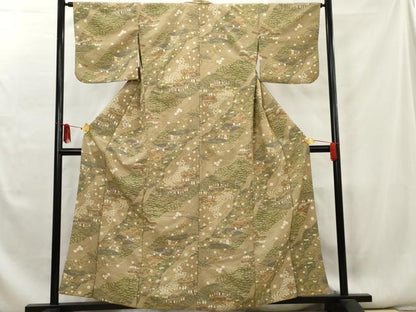 平和屋着物■小紋　風景花文　胴抜き仕立て　洗える着物　AAAX9161cs