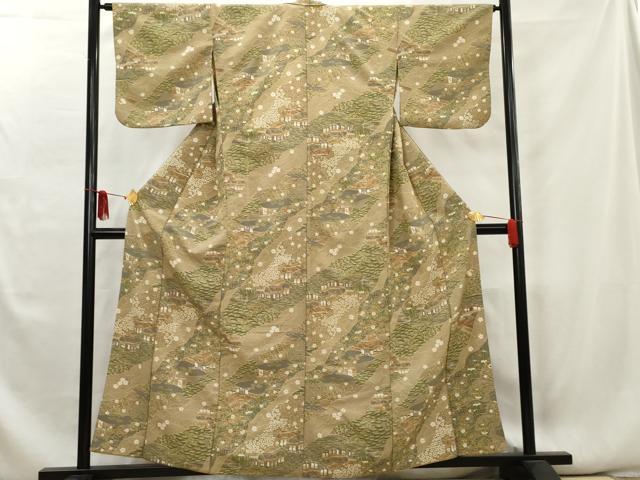 平和屋着物■小紋　風景花文　胴抜き仕立て　洗える着物　AAAX9161cs
