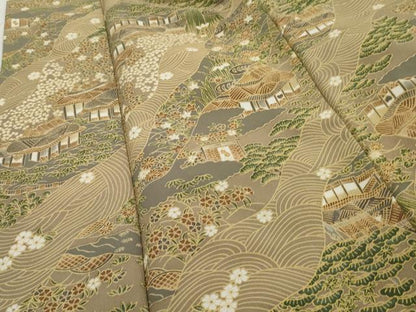 平和屋着物■小紋　風景花文　胴抜き仕立て　洗える着物　AAAX9161cs