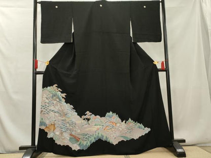平和屋着物■豪華黒留袖　渡橋風景文　金彩　正絹　逸品　AAAX9210cs