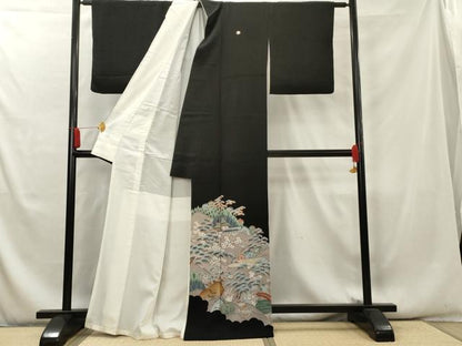 平和屋着物■豪華黒留袖　渡橋風景文　金彩　正絹　逸品　AAAX9210cs