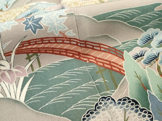 平和屋着物■豪華黒留袖　渡橋風景文　金彩　正絹　逸品　AAAX9210cs