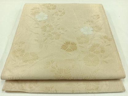 平和屋着物＊夏物　六通柄袋帯　草花文　金糸　正絹　逸品　AAAX9430jh