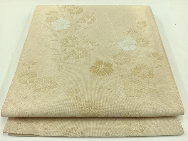 平和屋着物＊夏物　六通柄袋帯　草花文　金糸　正絹　逸品　AAAX9430jh