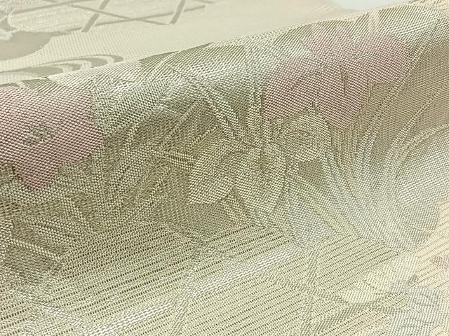 平和屋着物＊夏物 六通柄袋帯 流水花籬文 銀糸 正絹 逸品 AAAX9447jh