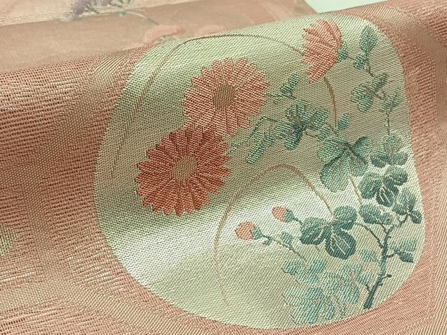 平和屋着物＊夏物 六通柄袋帯 蜀江花丸文 銀糸 正絹 逸品 AAAX9451jh