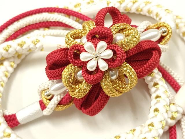 平和屋着物●和装小物　振袖用帯締め　翠嵐工房　装飾　パール　ビーズ　金糸　日本製　逸品　未使用　AAAX9555ay
