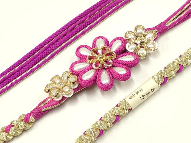平和屋着物●和装小物 振袖用帯締め 翠嵐工房 装飾 パール 金糸 日本製 撚り房 逸品 未使用 AAAX9556ay