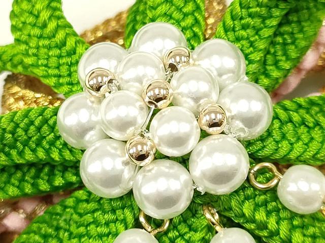 平和屋着物●和装小物 振袖用帯締め 翠嵐工房 装飾 パール ビーズ 金糸 日本製 逸品 未使用 AAAX9558ay
