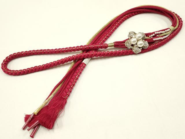 平和屋着物●和装小物 振袖用帯締め 装飾 パール ラインストーン 金糸 逸品 未使用 AAAX9559ay