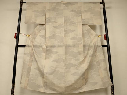 平和屋着物＊夏物　小紋　紗　雲取り幾何学文様　正絹　逸品　AAAX9896jd