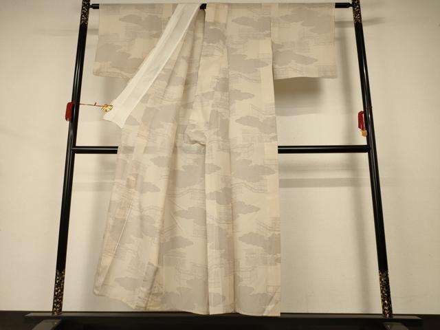 平和屋着物＊夏物　小紋　紗　雲取り幾何学文様　正絹　逸品　AAAX9896jd