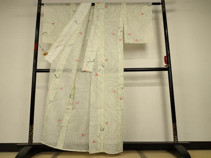 平和屋着物＊夏物 小紋 絽 飛鳥文 洗える着物 AAAX9962jd