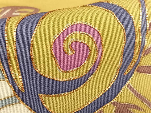 平和屋着物●京友禅作家　米沢新之助　訪問着　駒刺繍　花唐草文　金彩　正絹　逸品　AAAY0003zg