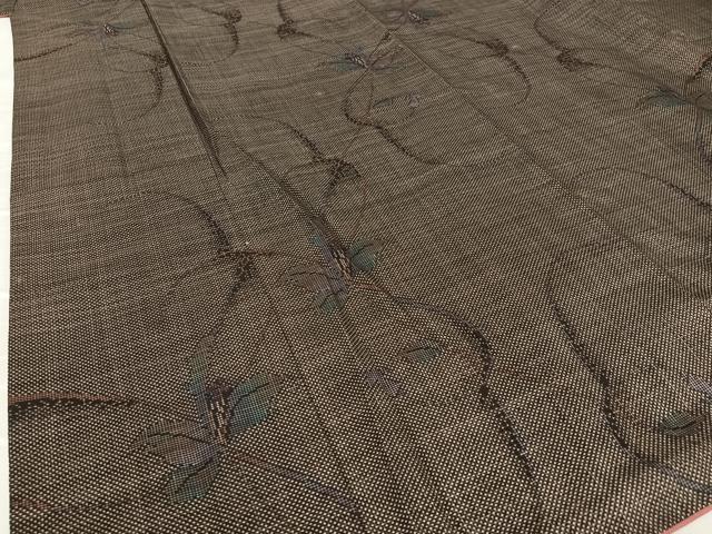 平和屋着物●本場大島紬 泥染め 一元絣 草花文 正絹 逸品 AAAY0005zg