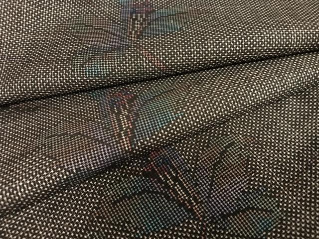 平和屋着物●本場大島紬 泥染め 一元絣 草花文 正絹 逸品 AAAY0005zg