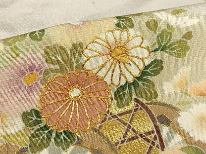 平和屋着物●訪問着 友禅 駒刺繍 飾花文 暈し染め 金彩 正絹 逸品 AAAY0006zg