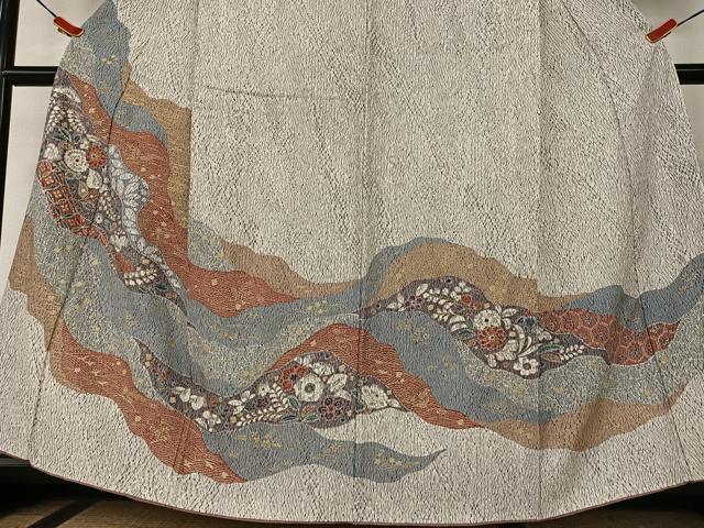 平和屋着物●訪問着 立波道長花文 金彩 正絹 逸品 AAAY0025zg