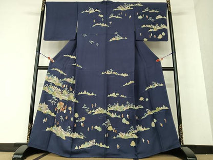 平和屋着物●訪問着 友禅 人物風景文 正絹 逸品 AAAY0028zg