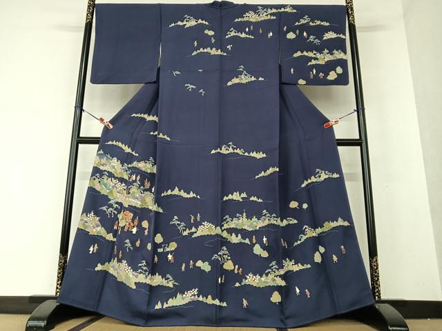 平和屋着物●訪問着 友禅 人物風景文 正絹 逸品 AAAY0028zg