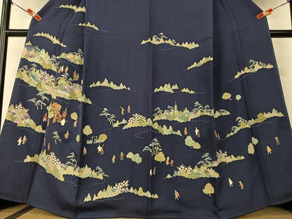 平和屋着物●訪問着 友禅 人物風景文 正絹 逸品 AAAY0028zg