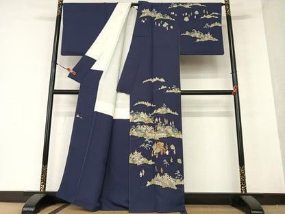 平和屋着物●訪問着 友禅 人物風景文 正絹 逸品 AAAY0028zg