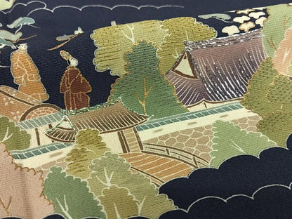 平和屋着物●訪問着 友禅 人物風景文 正絹 逸品 AAAY0028zg