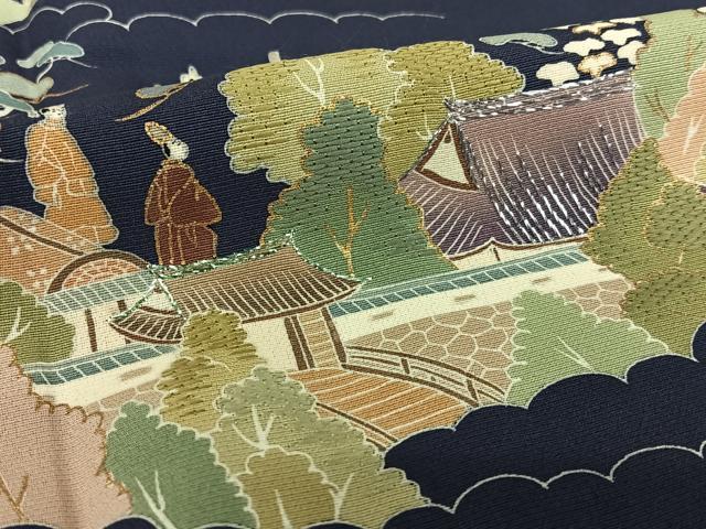 平和屋着物●訪問着 友禅 人物風景文 正絹 逸品 AAAY0028zg