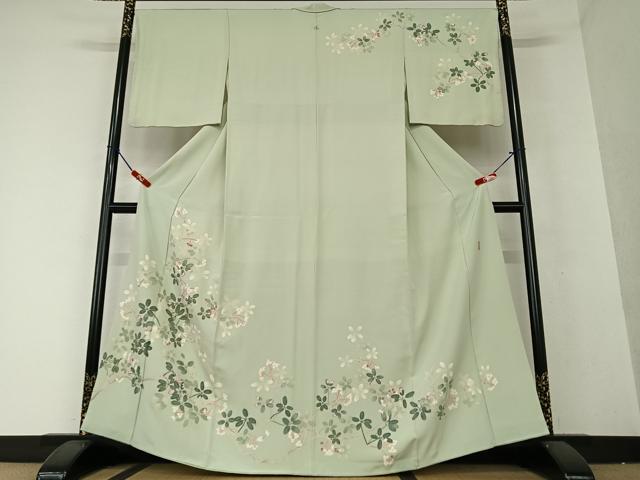 平和屋着物●本加賀友禅作家 東藤岳 訪問着 枝花文 正絹 逸品 AAAY0029zg