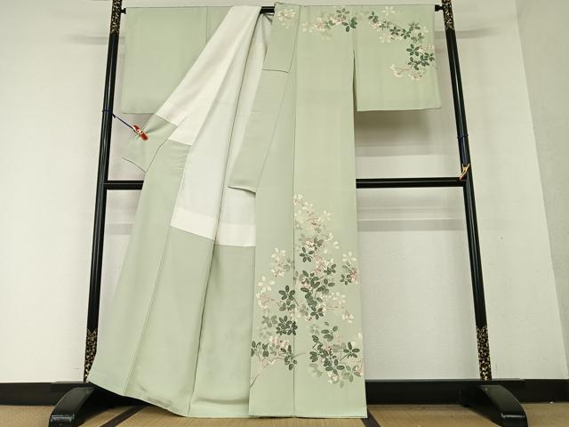 平和屋着物●本加賀友禅作家 東藤岳 訪問着 枝花文 正絹 逸品 AAAY0029zg