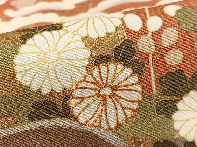平和屋着物●訪問着　駒刺繍　松竹梅流水文　暈し染め　金彩　正絹　逸品　AAAY0031zg