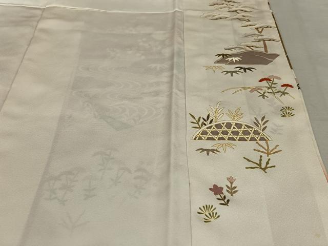平和屋着物●訪問着　駒刺繍　松竹梅流水文　暈し染め　金彩　正絹　逸品　AAAY0031zg