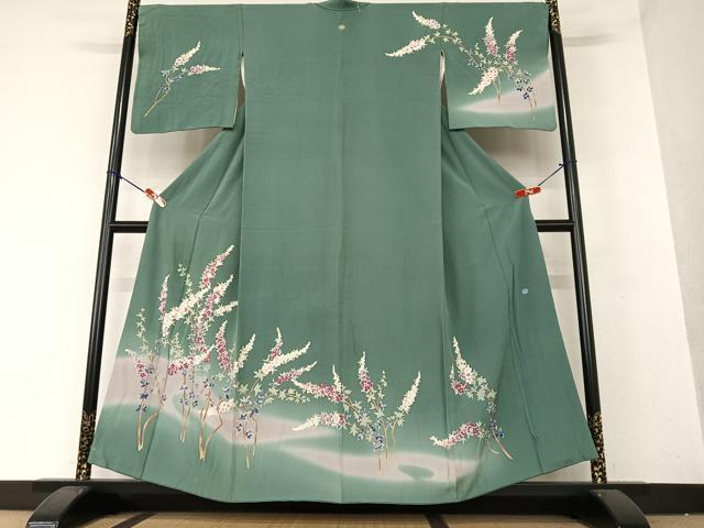 平和屋着物●本加賀友禅作家　梶山伸　訪問着　枝花文　暈し染め　正絹　逸品　AAAY0037zg