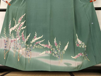 平和屋着物●本加賀友禅作家　梶山伸　訪問着　枝花文　暈し染め　正絹　逸品　AAAY0037zg